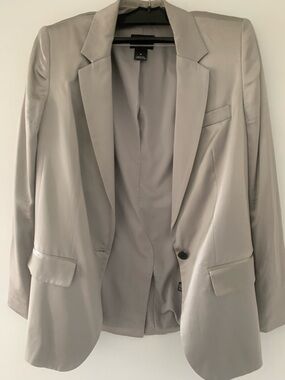 Club Monaco Satin-Effect Light Gray Single-Button Blazer